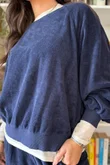 Terry B Lantern Sleeve Sweatshirt Navy